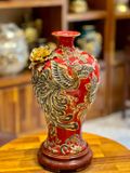  Mai Bình Tích Lộc Công Danh Phú Quý men đỏ đắp nổi kênh bong vẽ vàng cao 38 cm | Quà Tặng Khai Trương Mai Bình Tích Lộc Bát Tràng 