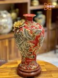  Mai Bình Tích Lộc Công Danh Phú Quý men đỏ đắp nổi kênh bong vẽ vàng cao 38 cm | Quà Tặng Khai Trương Mai Bình Tích Lộc Bát Tràng 