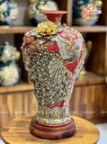  Mai Bình Tích Lộc Công Danh Phú Quý men đỏ đắp nổi kênh bong vẽ vàng cao 55 cm | Quà Tặng Khai Trương Mai Bình Tích Lộc Bát Tràng 