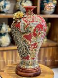  Mai Bình Tích Lộc Công Danh Phú Quý men đỏ đắp nổi kênh bong vẽ vàng cao 55 cm | Quà Tặng Khai Trương Mai Bình Tích Lộc Bát Tràng 