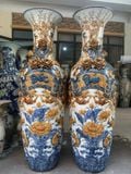  Quà Tặng Bố Lục Bình Bát Tràng cao cấp Phúc Đức Sen Cá nền rạn đắp nổi kênh bong cao 1m6 