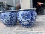  Thống sứ Bát Tràng Tứ Linh men lam vẽ kĩ đường kính 40 cm 