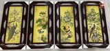  Tranh Gốm Tứ Quý Bát Tràng vẽ tứ cảnh Xuân Hạ Thu đông kích thước 45 x 95 cm khung gỗ gụ 