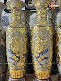  Lục bình Bát Tràng cao cấpTứ Cảnh Phú Quý đắp nổi dát vàng cao 1m4 