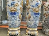  Quà Tặng Bố Lục Bình Bát Tràng bọc đồng men rạn họa tiết Phúc Đức Sen Cá 1m4 đắp nổi kênh bông hàng kỹ 