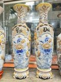  Quà Tặng Bố Lục Bình Bát Tràng bọc đồng men rạn họa tiết Phúc Đức Sen Cá 1m4 đắp nổi kênh bông hàng kỹ 