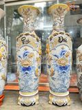  Quà Tặng Bố Lục Bình Bát Tràng bọc đồng men rạn họa tiết Phúc Đức Sen Cá 1m4 đắp nổi kênh bông hàng kỹ 