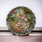  Đĩa cảnh phong thuỷ Hoa Sen đắp nổi đường kính 30 cm | Quà Tặng Khai Trương Đĩa Cảnh Phong Thuỷ 