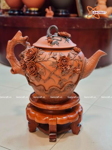  Ấm Tích Bát Tràng Bình An cao cấp đắp nổi cao 32 cm 