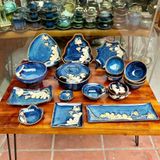  Quà Tặng Doanh Nghiệp bát sứ | Bát Sứ Bát Tràng Bộ Đồ Ăn men hoả biến xanh vẽ sen 26 vật phẩm 