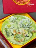  Đĩa cảnh phong thuỷ Sen Hạ đắp nổi đường kính 30 cm | Quà Tặng Khai Trương Đĩa Cảnh Phong Thuỷ 