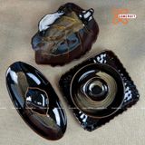  Quà Tặng Doanh Nghiệp bát sứ | Bát Sứ Bát Tràng Bộ Đồ Ăn men hoả biến nâu đen 18 vật phẩm 