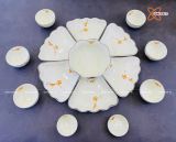  Quà Tặng Doanh Nghiệp bát sứ | Bát Sứ Bát Tràng Hoa Mặt Trời vẽ hoa Đào cam hàng kỹ size 45 bộ 15 chi tiết 
