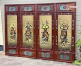  Tranh Gốm Tứ Quý Bát Tràng Cổ Đồ Phú quý men màu đắp nổi kích thước 50 x 130 cm khung gỗ hương 