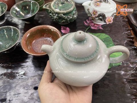  Ấm Tích Bát Tràng men tro rạn ngọc cổ dung tích 250 ml 