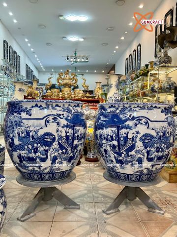  Thống sứ Bát Tràng Bát Tiên men ngọc Bách Nhi Bách Phúc vẽ kĩ đường kính 50 cm 