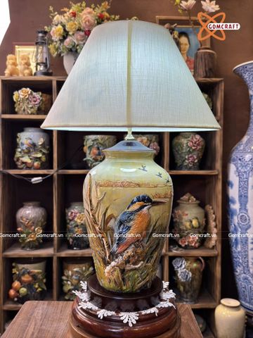  Đèn ngủ để bàn hoạ tiết đắp nổi cao 66 cm 