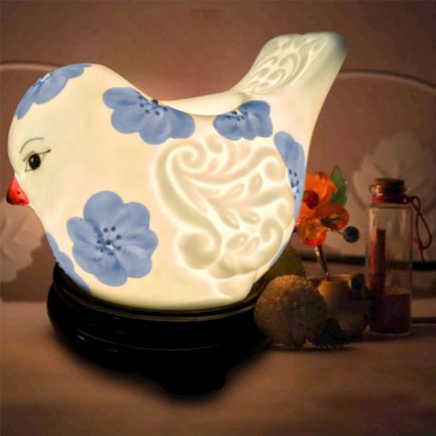  Đèn xông tinh dầu gốm Bát Tràng - Hình Chim Câu (Xanh) 