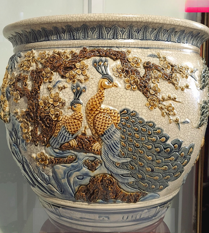  Thống sứ Bát Tràng Công Danh Phú Quý men rạn đắp nổi cao 42 cm 