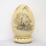  Trứng tài lộc thuận buồm xuôi gió gốm Chu Đậu vẽ vàng 24K 38cm 