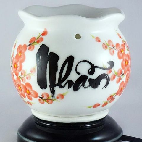  Đèn Xông Tinh Dầu Dáng Sóng Chữ Nhẫn Hoa Đào 