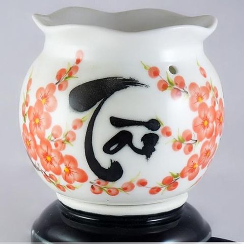  Đèn Xông Tinh Dầu Dáng Sóng Vẽ Chữ Tài Hoa Đào 