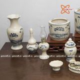  Bộ đồ thờ Bát Tràng men rạn vẽ hoa sen 