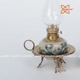  Đèn dầu men rạn vẽ đồng quê dáng đĩa 22cm 