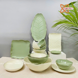  Quà Tặng Doanh Nghiệp bát sứ | Bát Sứ Bát Tràng Bộ Đồ Ăn men xanh chuối 14 sản phẩm 