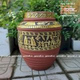  Quà tặng cao cấp Hũ gạo tài lộc dát vàng họa tiết Trống Đồng Đông Sơn dung tích 30 lít 