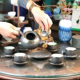  Ấm Chén Bát Tràng Tử Sa bọc Đồng dáng Tống vân Ganh 420ml | Quà Tặng Doanh Nghiệp bộ ấm chén uống trà 