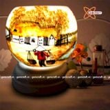  Đèn xông tinh dầu gốm Bát Tràng - Phong Cảnh Đồng Lúa 