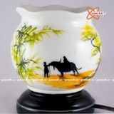  Đèn Xông Tinh Dầu Dáng Sóng Vẽ Cậu Bé Chăn Trâu 