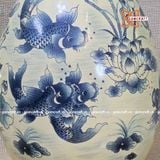  Trứng gốm sứ phong thủy vẽ cá chép và hoa sen 32cm 