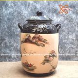  Quà tặng cao cấp Hũ đựng gạo tráng men chữ Tài Lộc vẽ Cô Tấm dung tích 30 lít 