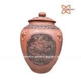  Quà tặng cao cấp Hũ gạo tài lộc khắc nổi họa tiết Tứ Linh dung tích 50 lít 