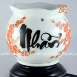 Đèn Xông Tinh Dầu Dáng Sóng Chữ Nhẫn Hoa Đào 