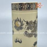  Ống hương gốm Chu Đậu vẽ vàng kim 19cm 