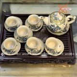  Ấm Chén Bát Tràng men Rạn bọc Đồng họa tiết cây Tùng Đình Cổ dáng Tiêu Anh 500ml | Quà Tặng Doanh Nghiệp bộ ấm chén uống trà 