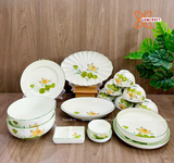  Quà Tặng Doanh Nghiệp bát sứ | Bát Sứ Bát Tràng Bộ Đồ Ăn vẽ sen cam 28 vật phẩm 