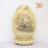 Trứng tài lộc thuận buồm xuôi gió gốm Chu Đậu vẽ vàng 24K 38cm 