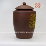  Quà tặng cao cấp Hũ đựng gạo không tráng men vẽ Tấn Tài Tấn Lộc màu nâu tây 30 lít 