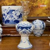  Đèn dầu thờ men lam Vạn Phúc Trường An 