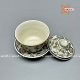  Bát Sâm Thờ Gốm Chu Đậu Vẽ Vàng Kim 