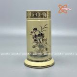  Ống hương họa tiết hoa sen gốm Chu Đậu vẽ vàng kim 19cm 