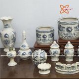  Bộ đồ thờ Bát Tràng men rạn vẽ rồng 