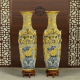  Quà Tặng Bố | Lục Bình Bát Tràng cao cấp dát vàng Phúc Lộc Thọ men rạn đắp nổi kênh bong cao 1m4 