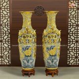  Quà Tặng Bố | Lục Bình Bát Tràng cao cấp dát vàng Phúc Lộc Thọ men rạn đắp nổi kênh bong cao 1m4 