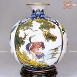  Bình Hút Lộc Tứ Cảnh men màu vẽ vàng cao 30cm | Quà Tặng Khai Trương bình hút lộc Bát Tràng 