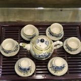  Ấm Chén Bát Tràng men Rạn bọc Đồng họa tiết Hoa Sen dáng Đoạn Trúc 280ml | Quà Tặng Doanh Nghiệp bộ ấm chén uống trà 